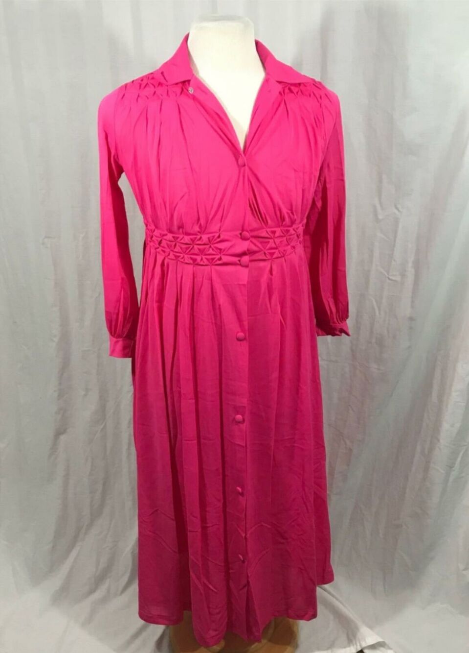 Vintage Montgomery Ward Womens Sz Small (2/4) Dress Long Sleeve Pink